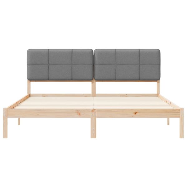 Леглова рамка с тапицирана гръбна част Светлосиво 180 x 200 cm