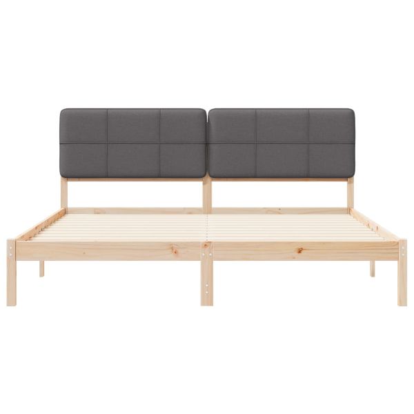 Леглова рамка с тапицирана гръбна част Тъмен сив 180 x 200 cm