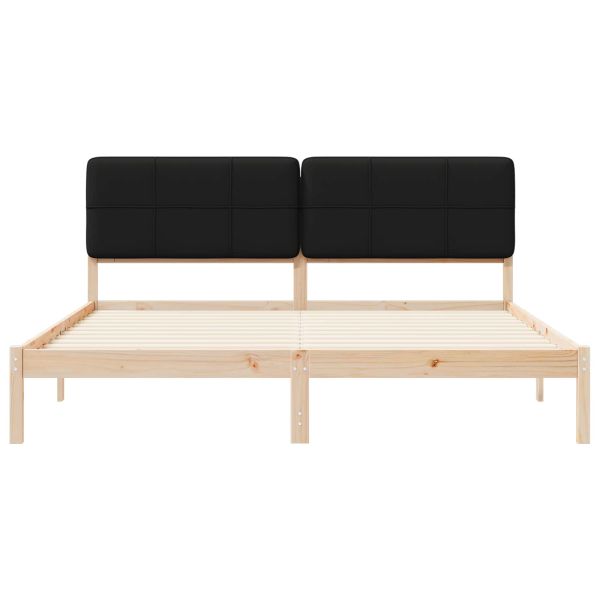 Леглова рамка с тапицирана гръбна част Черно 180 x 200 cm