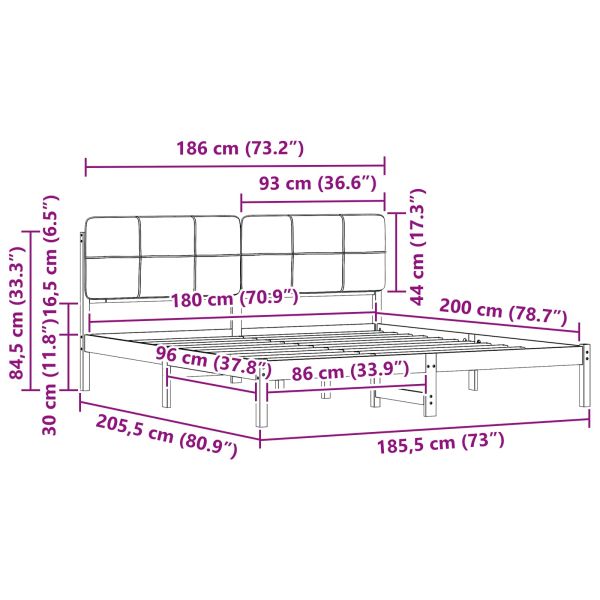 Леглова рамка с тапицирана гръбна част Таупе 180 x 200 cm