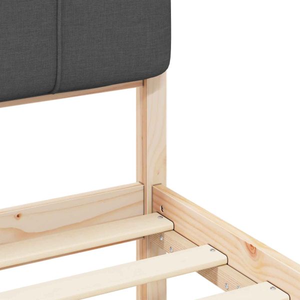 Леглова рамка с тапицирана гръбна част Тъмен сив 150 x 200 cm