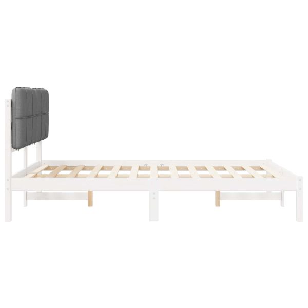 Леглова рамка с тапицирана гръбна част Светлосиво 150 x 200 cm