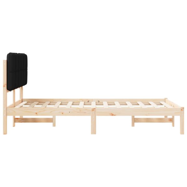 Леглова рамка с тапицирана гръбна част Черно 120 x 200 cm