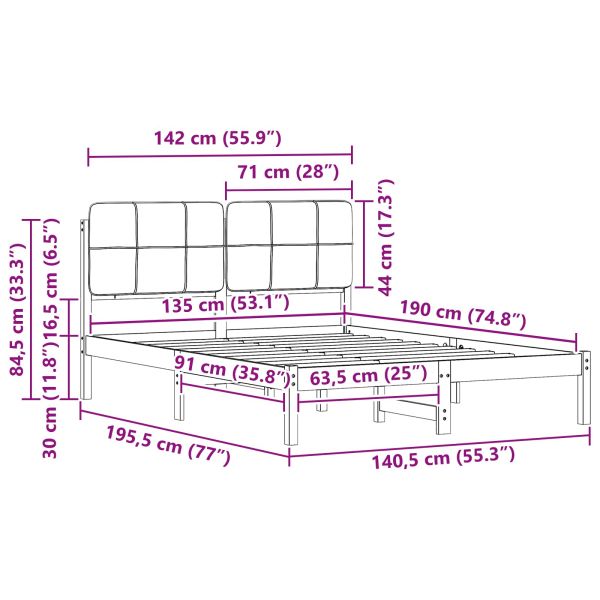 Леглова рамка с тапицирана гръбна част Таупе 135 x 190 cm