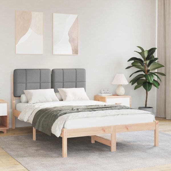 Леглова рамка с тапицирана гръбна част Светлосиво 120 x 190 cm