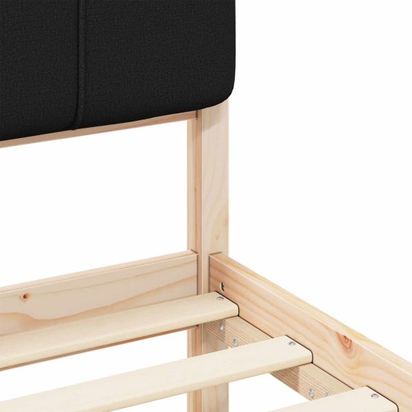 Леглова рамка с тапицирана гръбна част Черно 90 x 200 cm