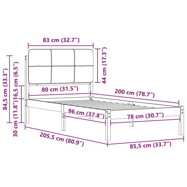 Леглова рамка с тапицирана гръбна част Таупе 80 x 200 cm