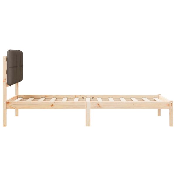 Леглова рамка с тапицирана гръбна част Таупе 90 x 190 cm