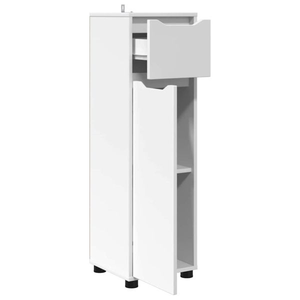 Шкаф за баня с чекмедже Бяло 30,5 x 30 x 101 см Инженерно дърво