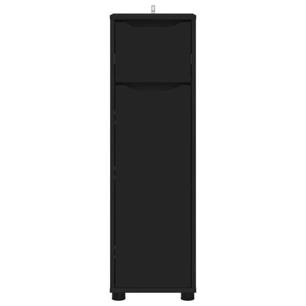 Шкаф за баня с рафт Черно 30,5 x 30 x 101 см Инженерно дърво