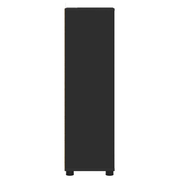 Шкаф за баня с рафт Черно 30,5 x 30 x 101 см Инженерно дърво