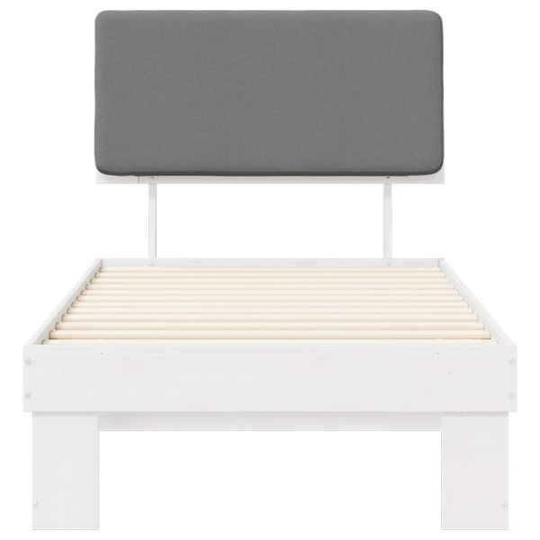 Леглова рамка с тапицирана гръбна част Светлосиво 90 x 190 cm