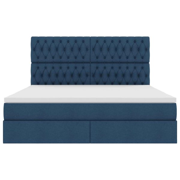 Легло с място за съхранение и LED Синьо 160 x 200 cm Полиестер