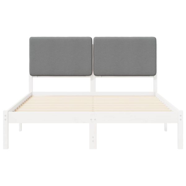 Леглова рамка с тапицирана гръбна част Светлосиво 140 x 190 cm