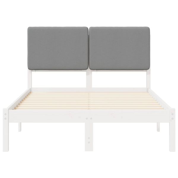 Леглова рамка с тапицирана гръбна част Светлосиво 135 x 190 cm
