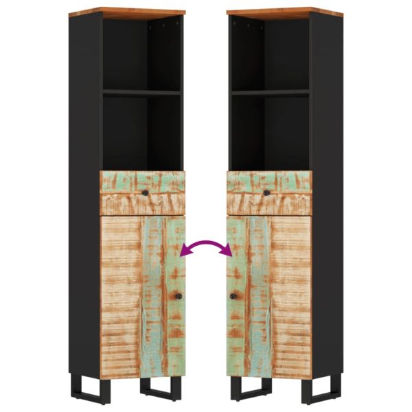 Комплект мебели за баня 3 части масивна регенерирана дървесина