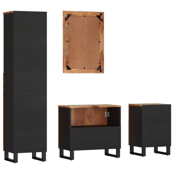 Комплект мебели за баня 4 части масивна регенерирана дървесина