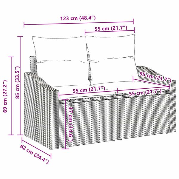 Градински Софа Комплект с възглавница 13 pcs Сив Полиратан