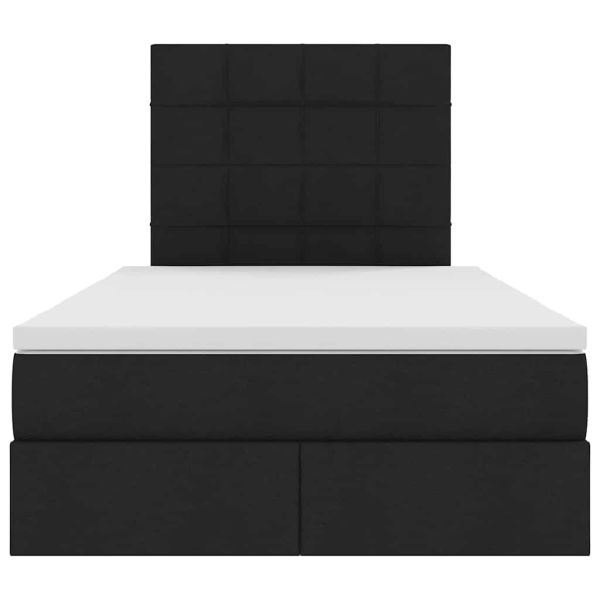 Легло с място за съхранение и LED Черно 120 x 200 cm Полиестер