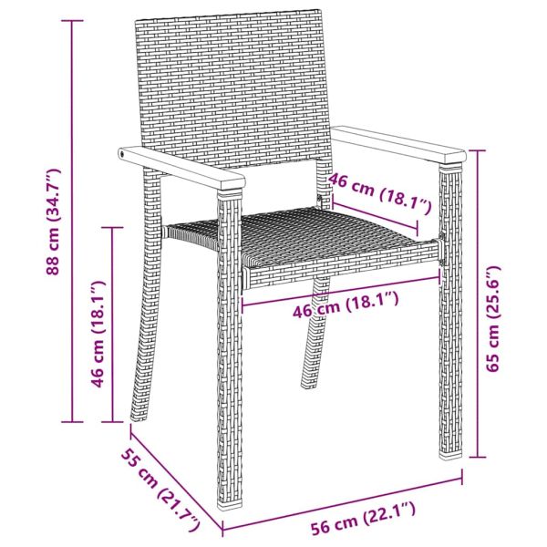 Комплект за хранене в градината 5 pcs Черно Полиратан