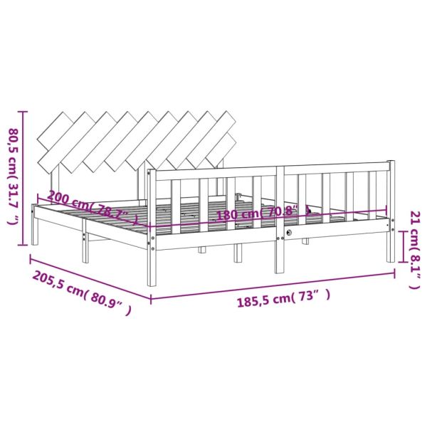 Рамка за легло с табла бяла Super King Size дърво масив