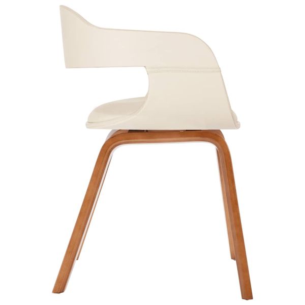 Трапезен стол, бял, извито дърво, изкуствена кожа