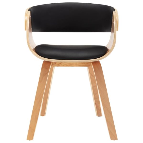 Трапезни столове, 4 бр, черни, извито дърво и изкуствена кожа