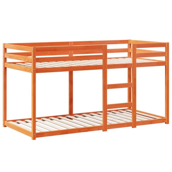 Двуетажно легло с покрив, восъчнокафяв, 90x190 см, бор масив