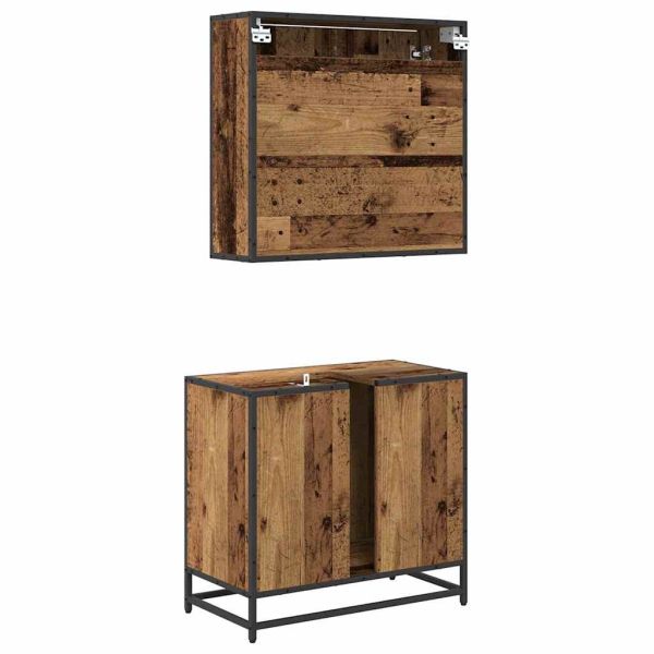 Комплект мебели за баня 2 pcs Старо дърво Инженерно дърво