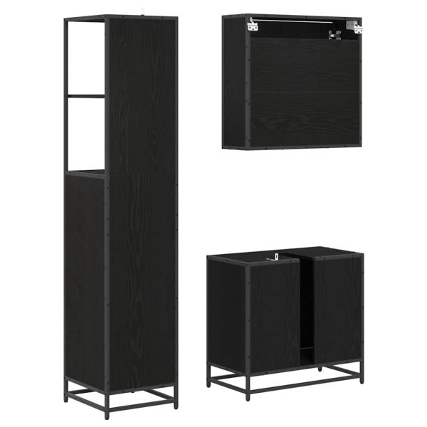 Комплект мебели за баня с рафт 3 pcs Черния дъб Инженерно дърво