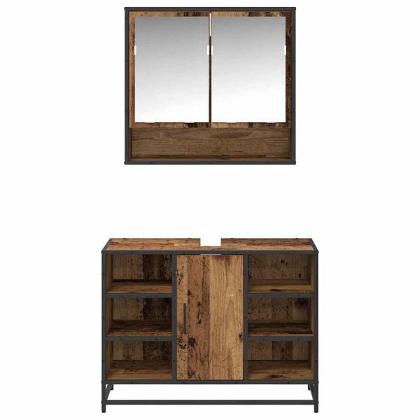 Комплект мебели за баня 2 pcs Старо дърво Инженерно дърво