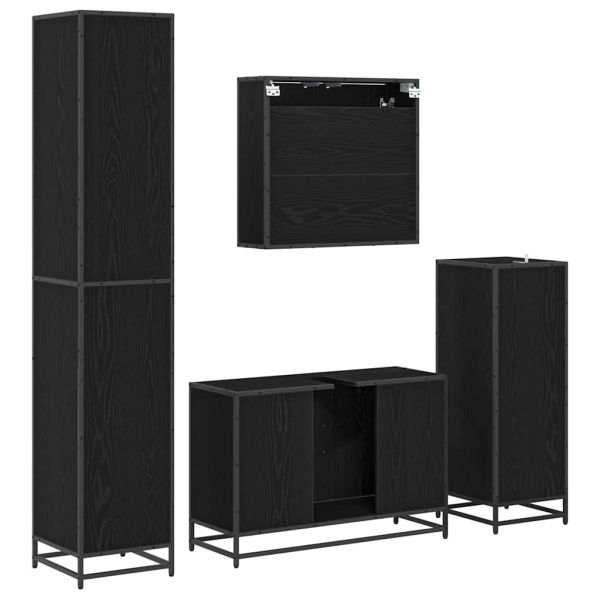 Комплект мебели за баня с рафт 2 pcs Черния дъб Инженерно дърво