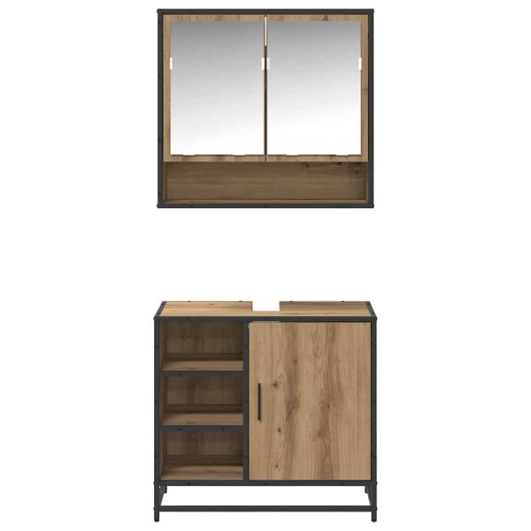 Комплект мебели за баня с чекмедже 2 pcs Дъб Инженерно дърво