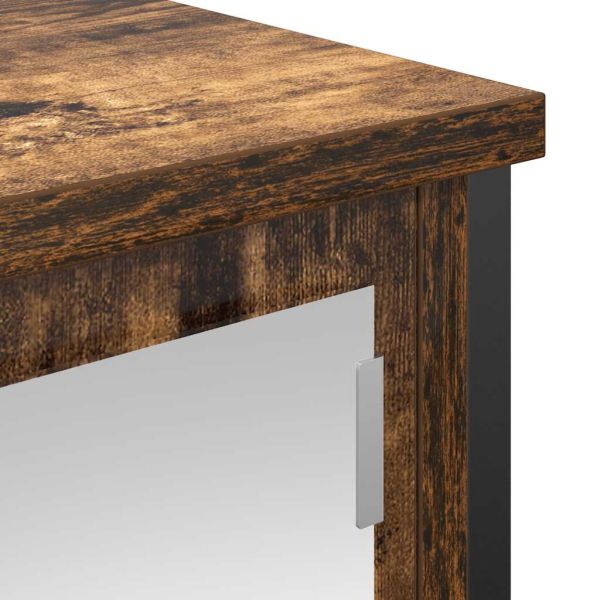 Стенен шкаф за баня с огледало опушен дъб 50x21x60 cm