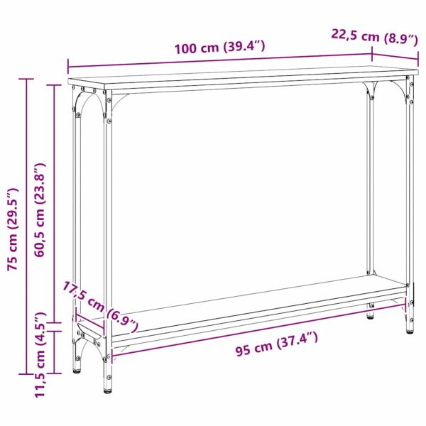 Конзолна маса с рафт Дъб 101 x 23 x 15,5 см Инженерно дърво