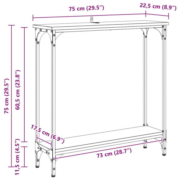 Конзолна маса с рафт Дъб 75 x 22,5 x 75 см Инженерно дърво