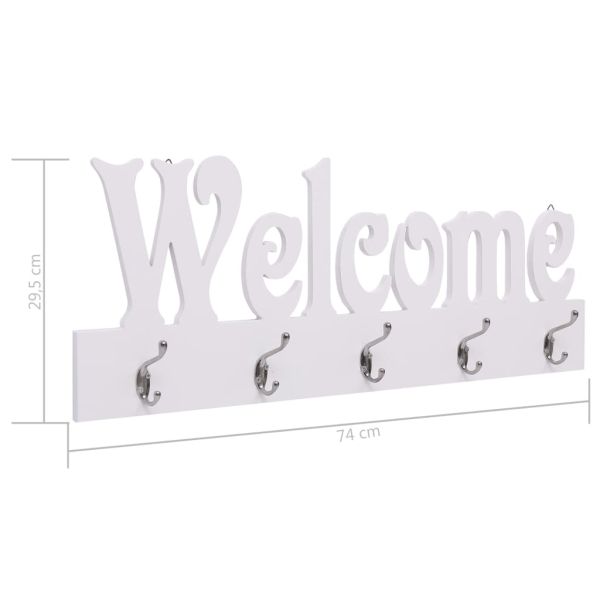 Стенна закачалка за палта WELCOME, бяла, 74x29,5 см