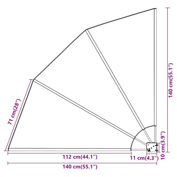Сгъваема странична тента за балкон, кремава, 140x140 см