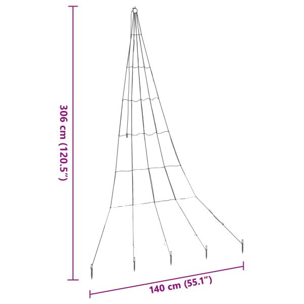 LED коледна елха с колчета за земя Хладно бяло 306 см Метал