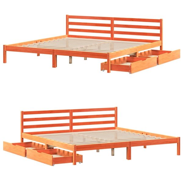 Рамка за легло без матрак, восъчнокафяв, 180x200 см, бор масив