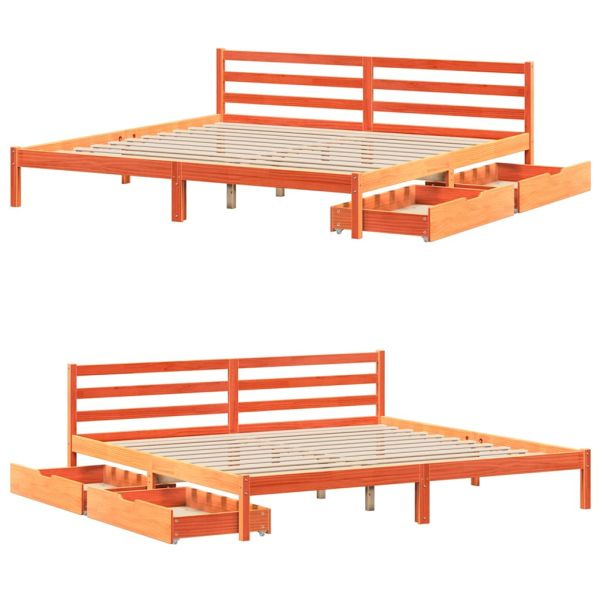 Рамка за легло без матрак, восъчнокафяв, 200x200 см, бор масив