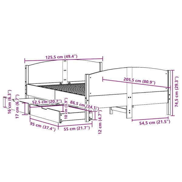 Рамка за легло без матрак, восъчнокафяв, 120x200 см, бор масив