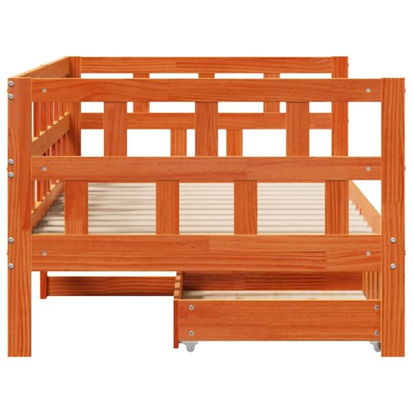 Рамка за легло с чекмеджета без матрак восъчнокафяв 90x200 см