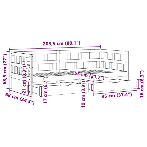 Рамка за легло с чекмеджета без матрак восъчнокафяв 80x200 см
