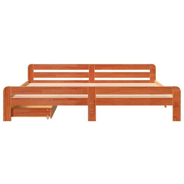 Рамка за легло без матрак, восъчнокафяв, 200x200 см, бор масив