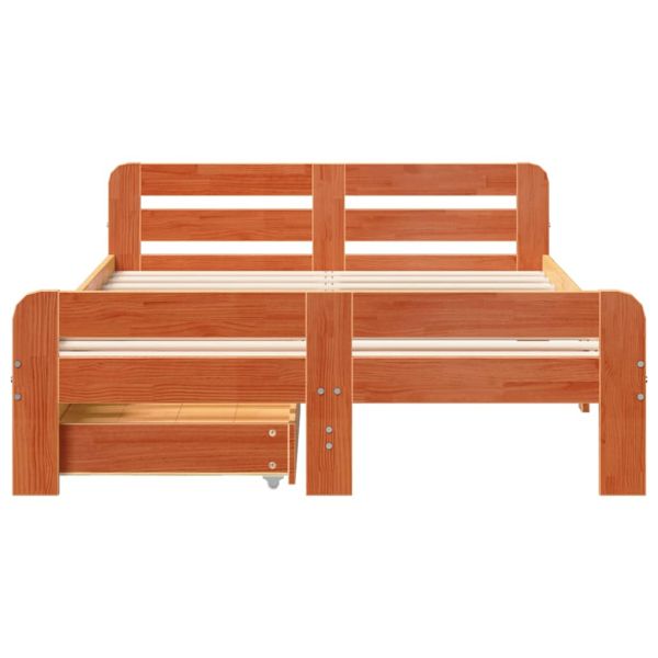 Рамка за легло без матрак, восъчнокафяв, 120x200 см, бор масив