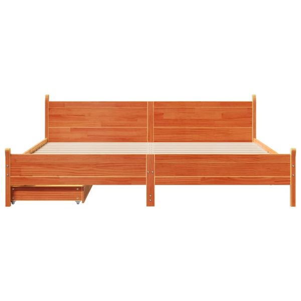 Рамка за легло без матрак, восъчнокафяв, 200x200 см, бор масив