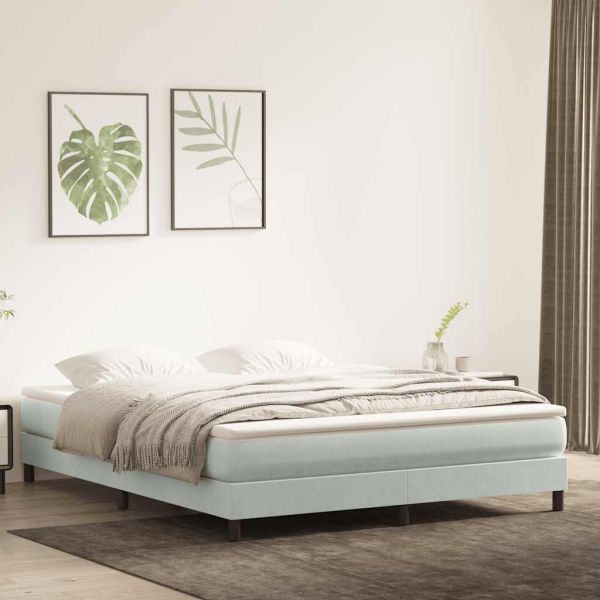 Box Spring легло без матрак Светло сиво 180x210 cm кадифе