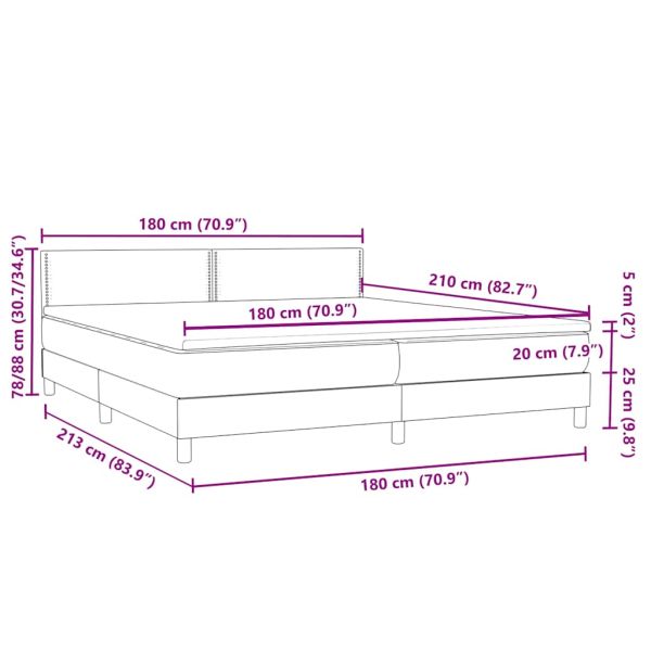 Боксспринг легло с матрак, тъмносиво, 180x210 см, кадифе