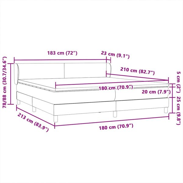 Box Spring легло с матраци Black 180x210 cm Velvet